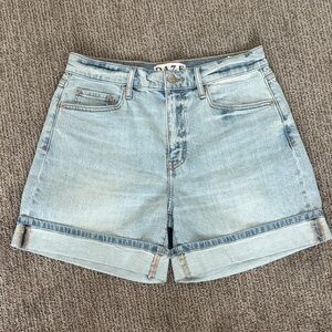 DAZE Light Blue High-Rise Cuffed Denim Shorts - Women's Jean Shorts